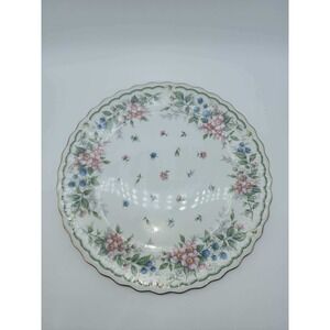 Andrea by Sadek Floral Berry Scalloped Dinner Plate Gold Rim Made in Japan 10.5"